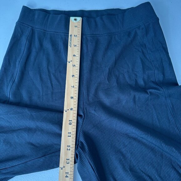 Aerie Offline Thumbs Up Heavyweight Ribbed Knit Wide Leg Pants Size M Black - Picture 8 of 10